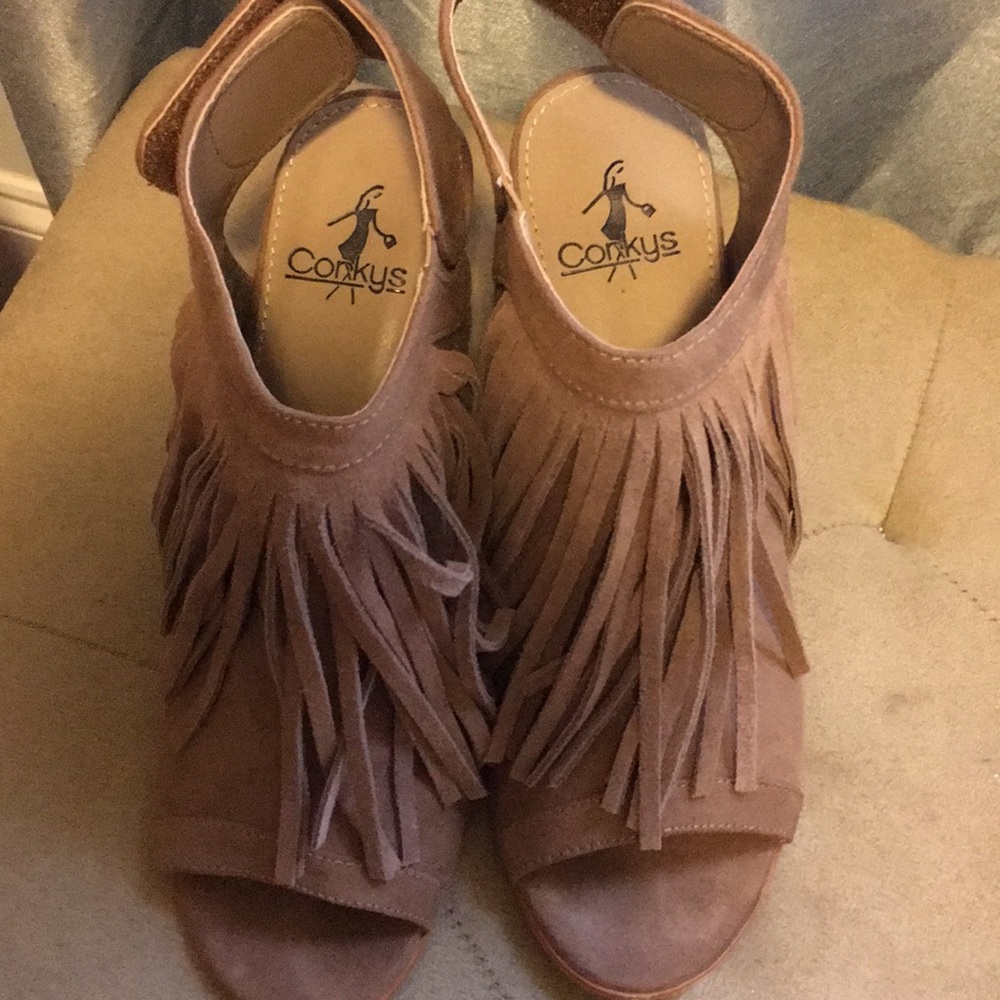 Corkys fringe heels booties